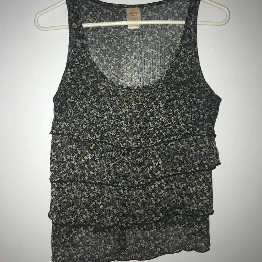 Mossimo Black Floral Tank Top